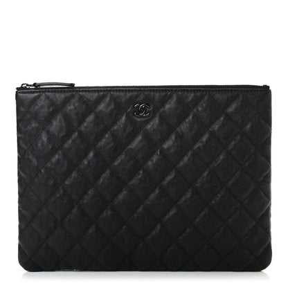 Chanel Crumpled Calfskin Quilted Medium Cosmetic Case So Black 1 of 7