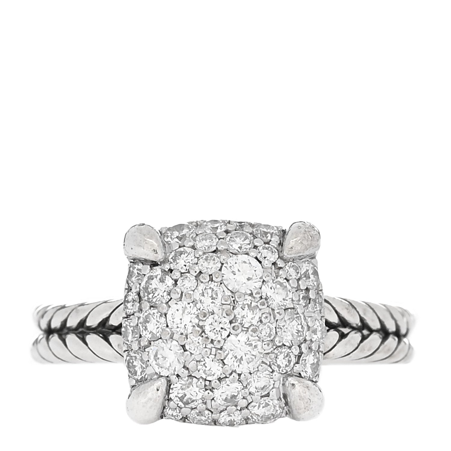 David Yurman Sterling Silver Diamond 11mm Chatelaine Pave Ring 50 5.5 1 of 5