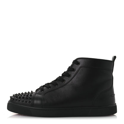 Christian Louboutin Calfskin Mens Lou Spikes High Top Sneakers 43 Black 1 of 12