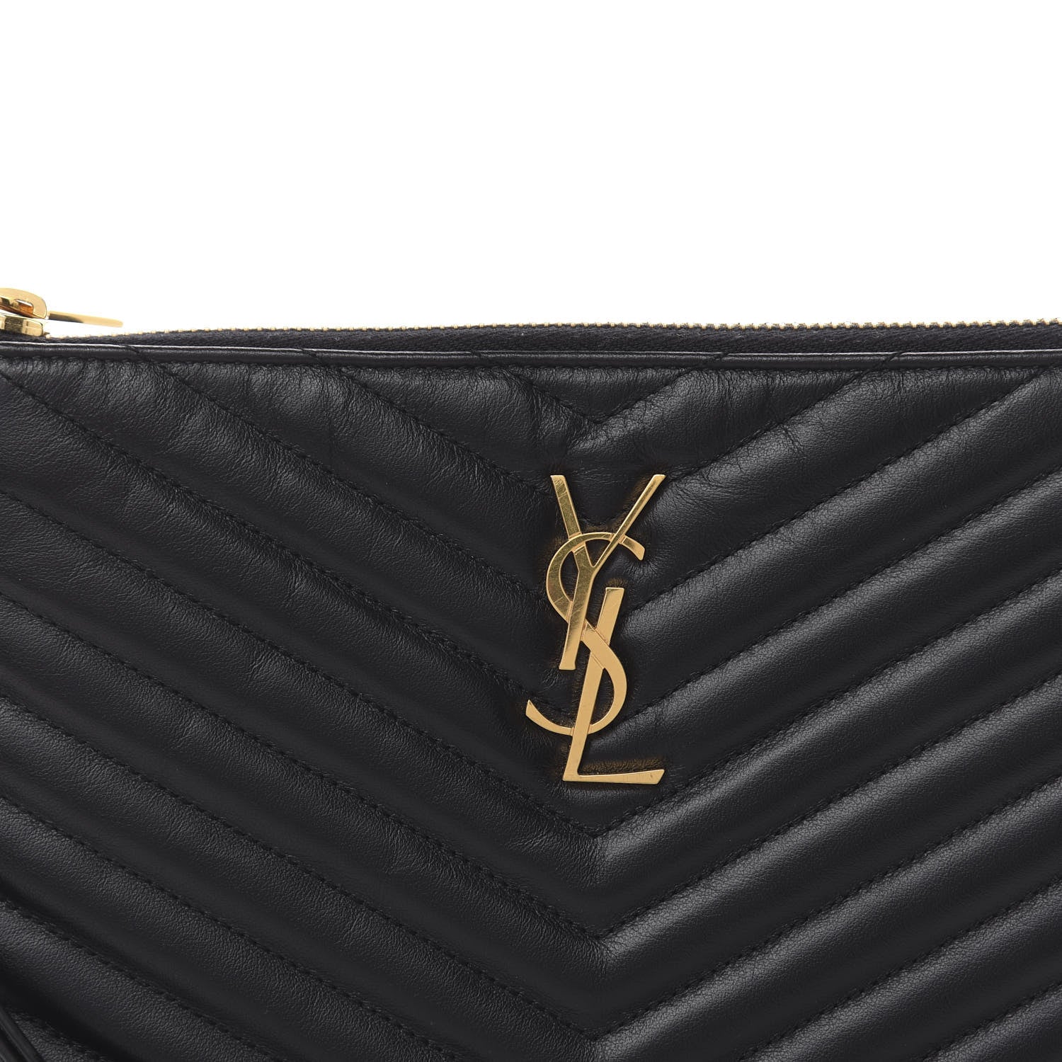 Saint Laurent Calfskin Matelasse Chevron Monogram A5 Wristlet Black 11 of 12