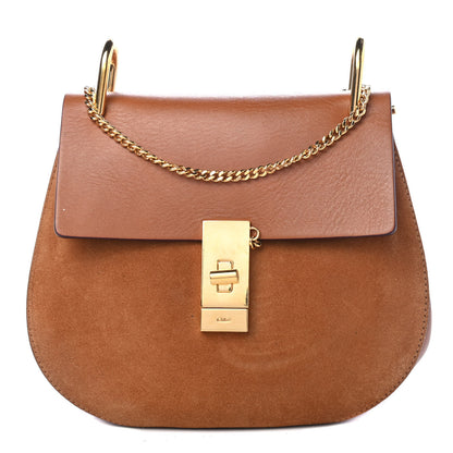 Chloe Suede Smooth Calfskin Mini Drew Shoulder Bag Caramel 1 of 4
