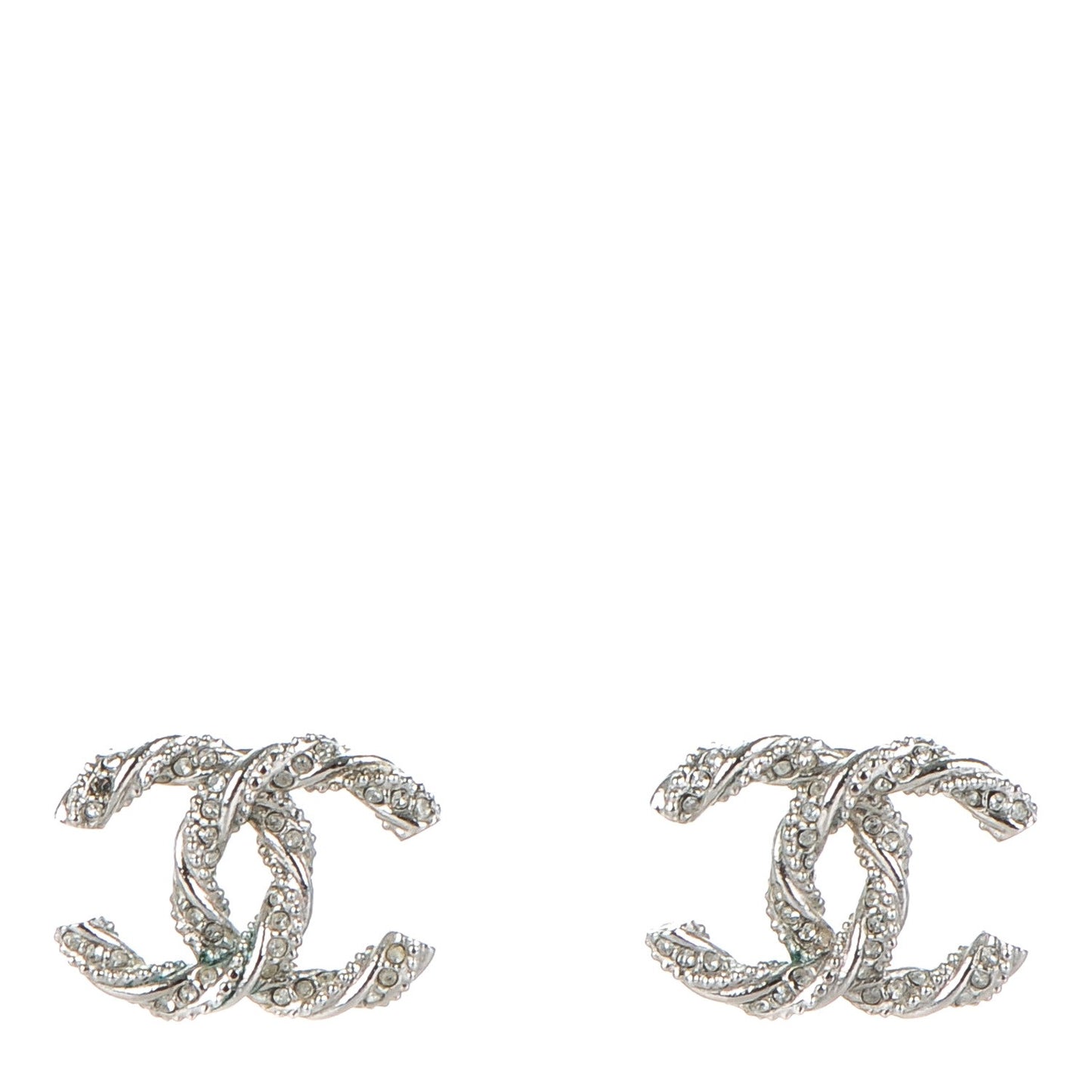 Crystal CC Twisted Earrings Silver