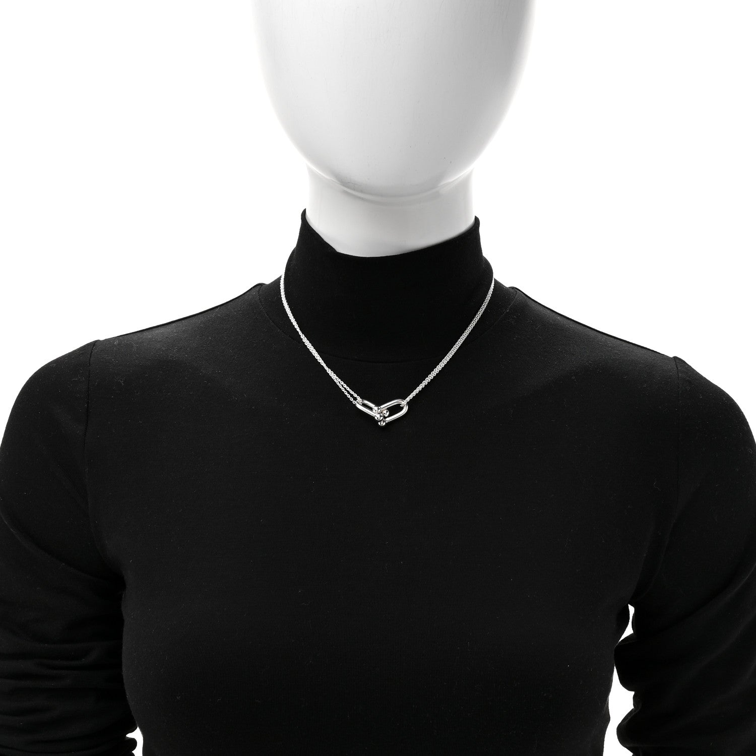Tiffany Sterling Silver Double HardWear Link Pendant Necklace 2 of 5