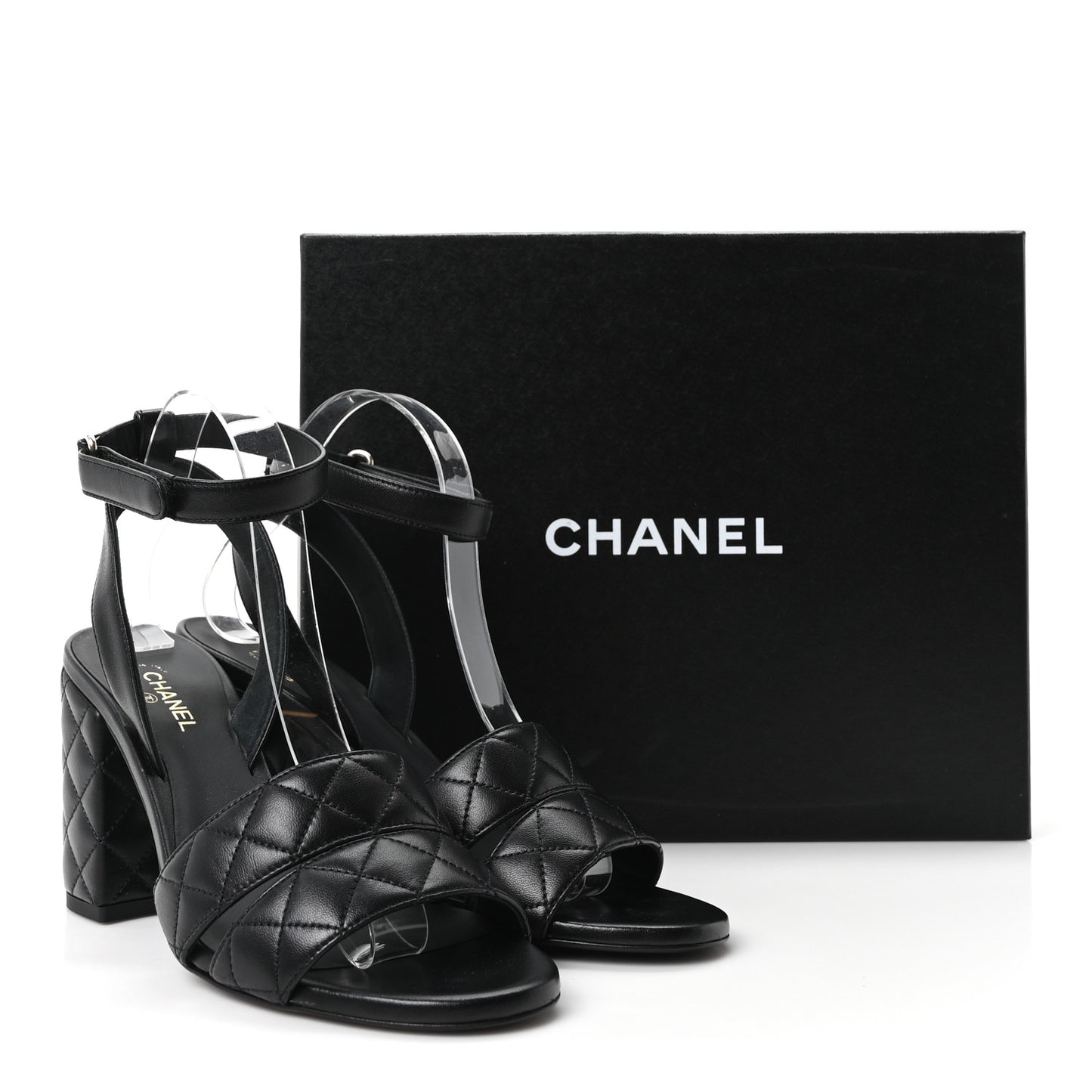 Lambskin Quilted Sandals 40 Black