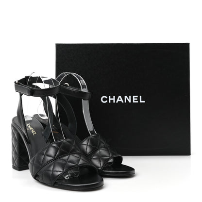 Chanel Lambskin Quilted Sandals 40 Black 10 of 10