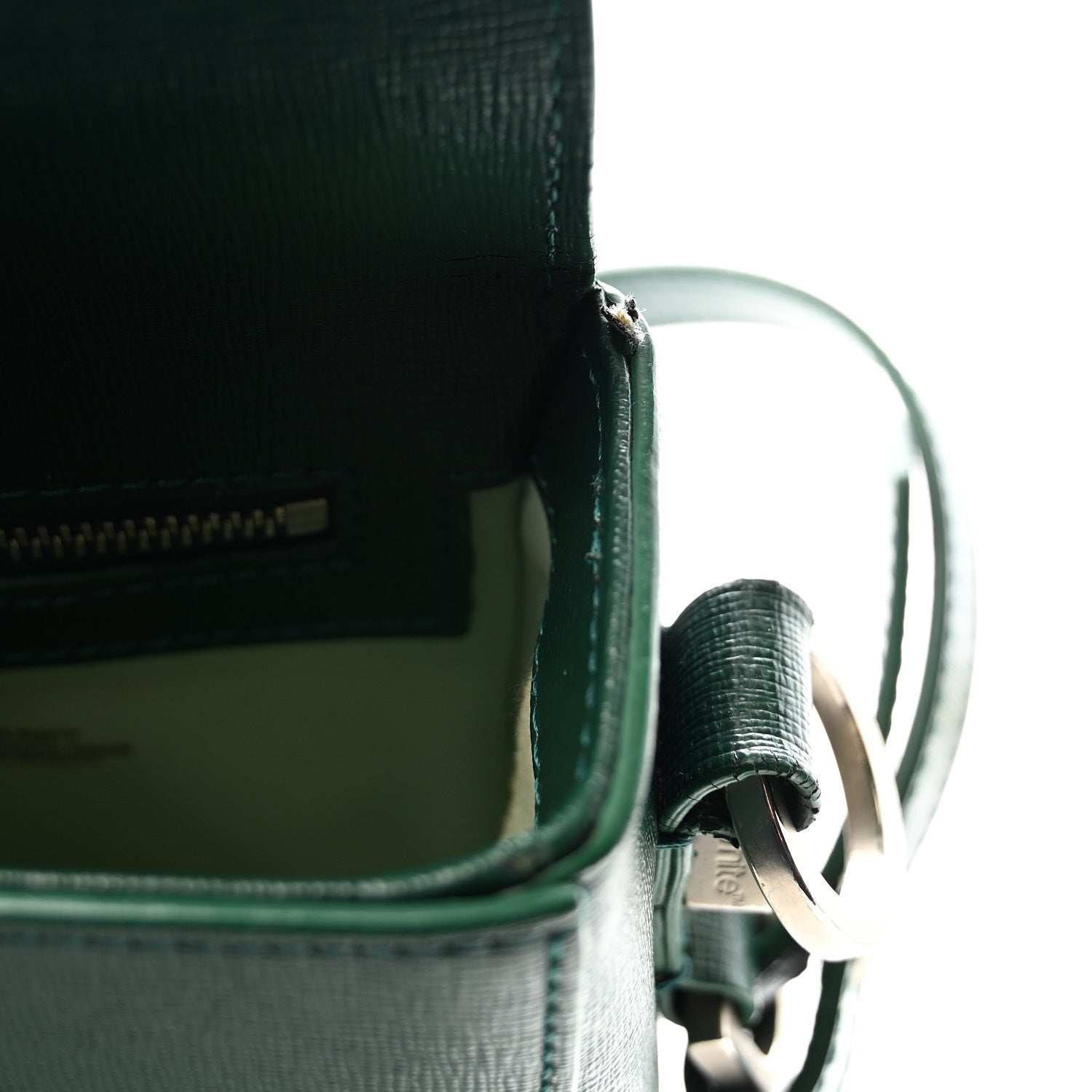 Off-White Saffiano Mini Binder Clip Bag Green 12 of 12