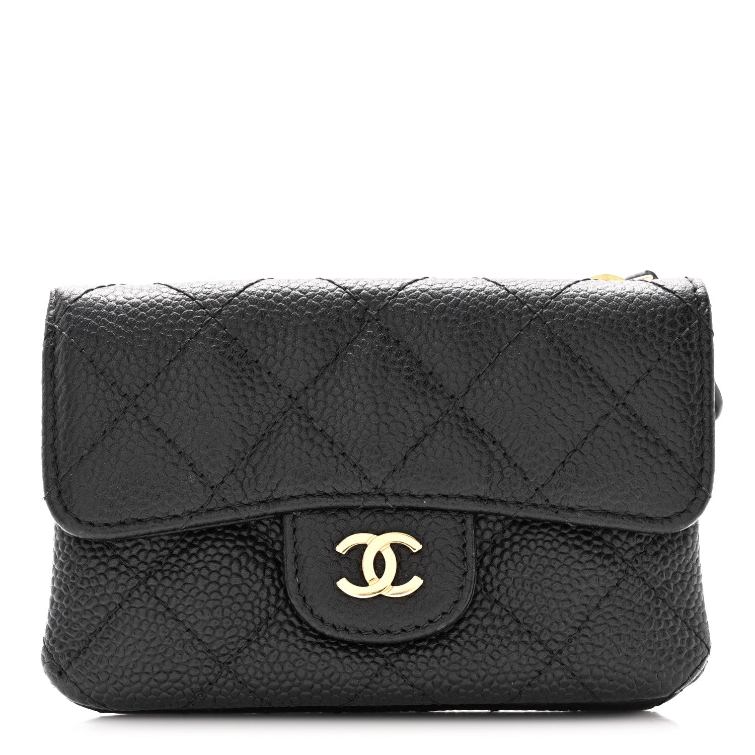 Chanel Caviar Quilted Flap Zip Card Holder Black 1 of 8