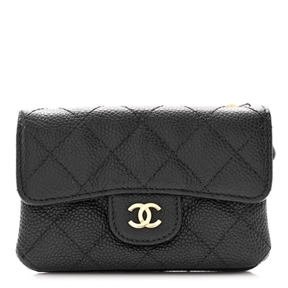 Chanel Caviar Quilted Flap Zip Card Holder Black 1 of 8