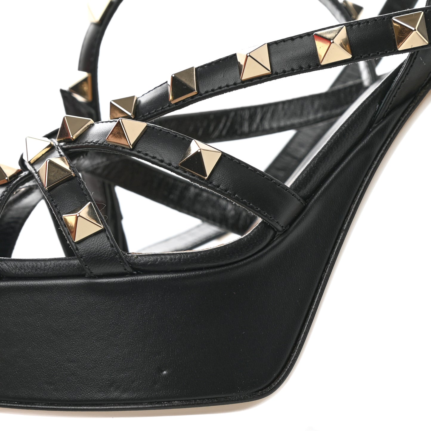 Calfskin Nappa Rockstud 35/115mm Platform Sandals 38 Black
