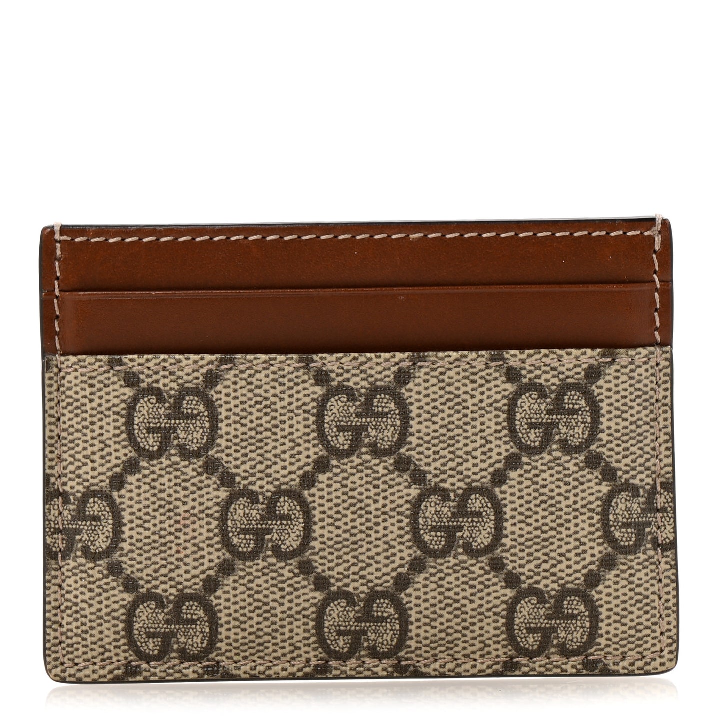 GG Supreme Monogram Calfskin Card Holder Beige Ebony Cuir