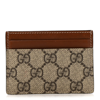 Gucci GG Supreme Monogram Calfskin Card Holder Beige Ebony Cuir 1 of 7