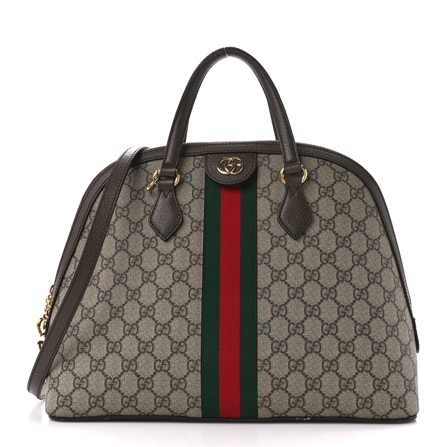 Gucci GG Supreme Monogram Web Medium Ophidia Top Handle Dome Bag Brown 1 of 11