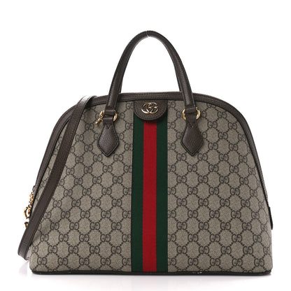 Gucci GG Supreme Monogram Web Medium Ophidia Top Handle Dome Bag Brown 1 of 11