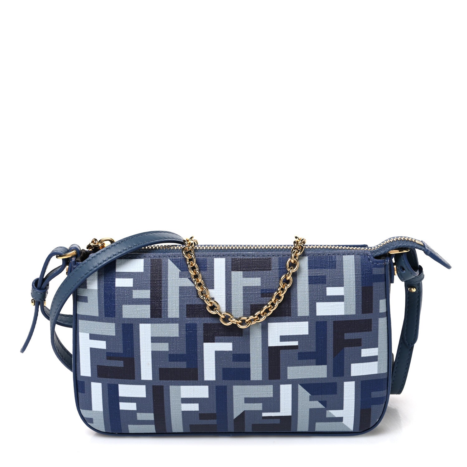 Fendi Fabric Jacquard Vitello Grace FF 1974 Baguette Pouch Myrtle Multicolor Soft Gold 1 of 10