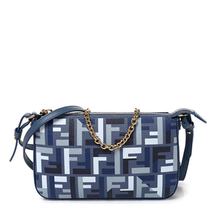 Fendi Fabric Jacquard Vitello Grace FF 1974 Baguette Pouch Myrtle Multicolor Soft Gold 1 of 10