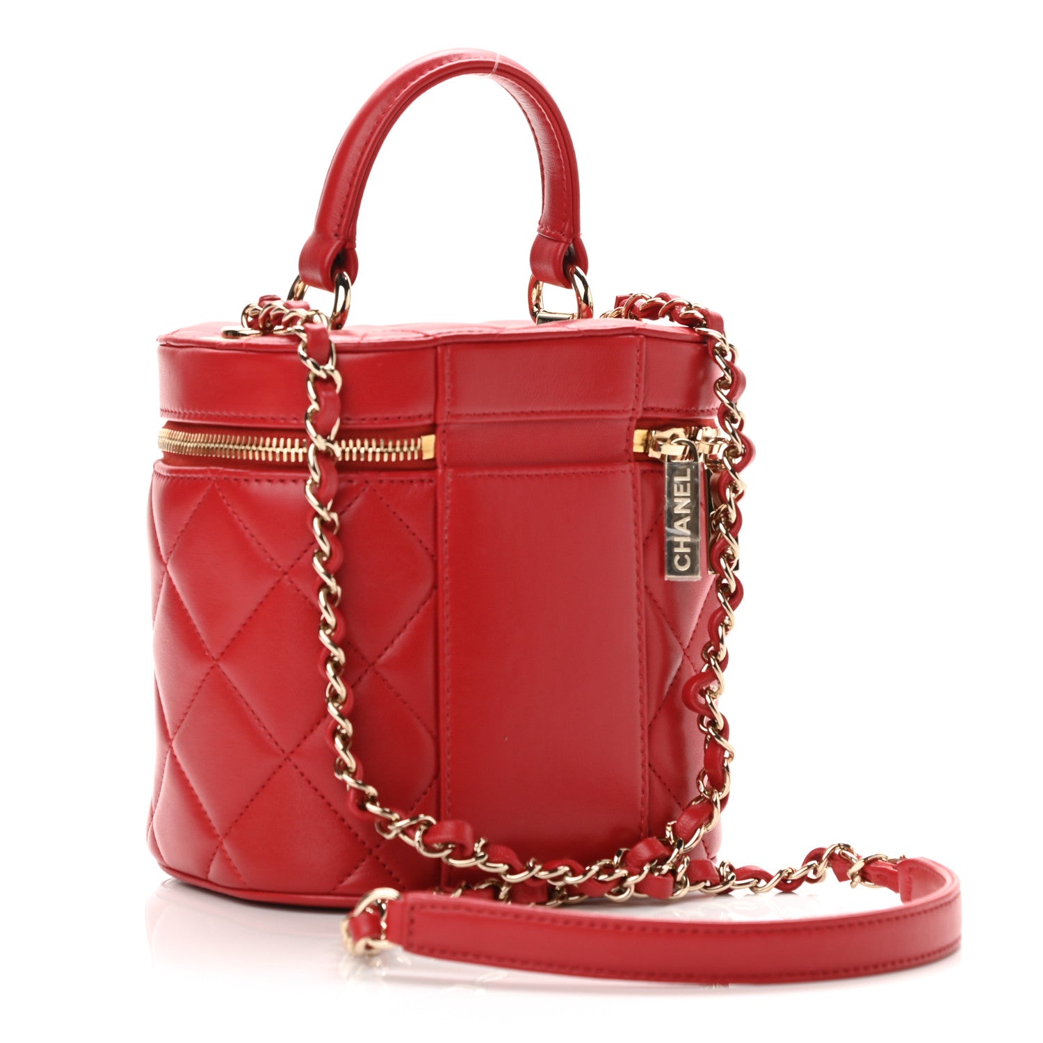 Chanel Lambskin Quilted Trendy Vanity Case Red 3 of 11