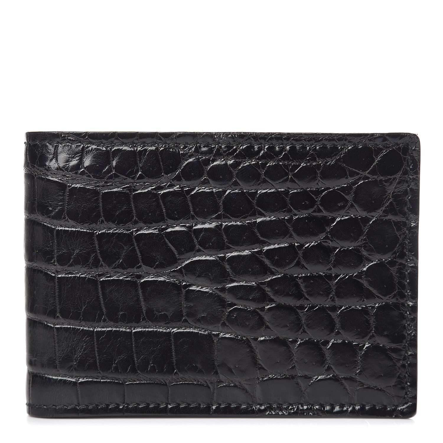 Gucci Crocodile Bi-Fold Wallet Black 1 of 9