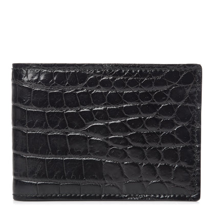 Gucci Crocodile Bi-Fold Wallet Black 1 of 9