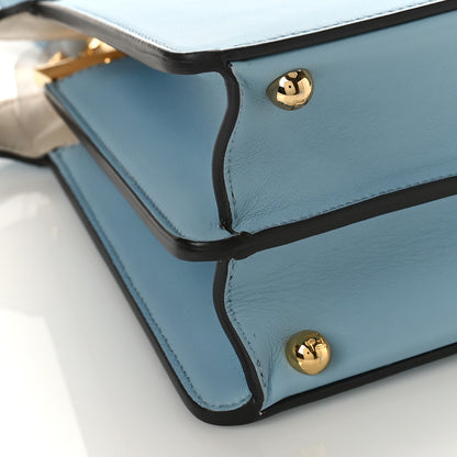 Fendi Vitello Seta Shiny Nappa Small Peekaboo I SEE U Satchel Azzurro Baby Camelia 8 of 9