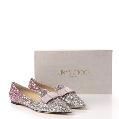 Jimmy Choo Glitter Degrade Gala Viola Flats 41 Candyfloss Champagne 10 of 10