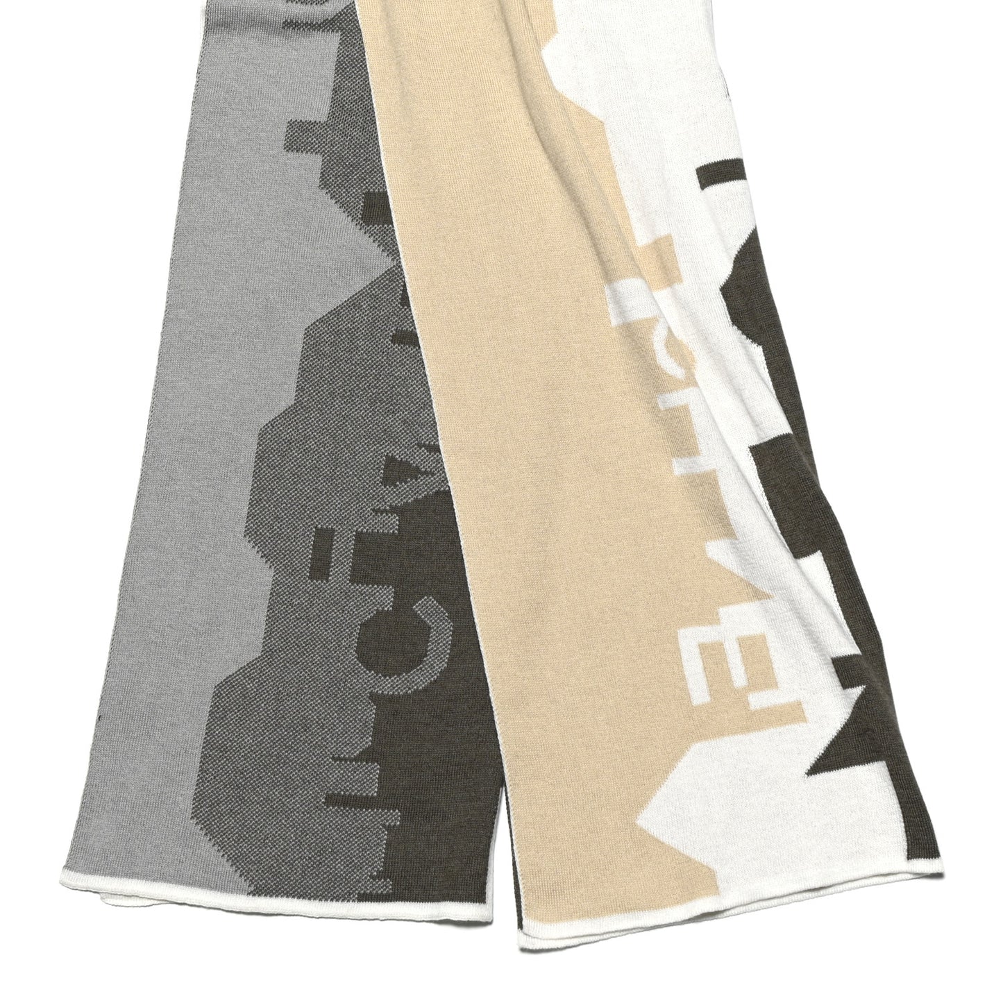 Knit Logo Printed Stole  Beige