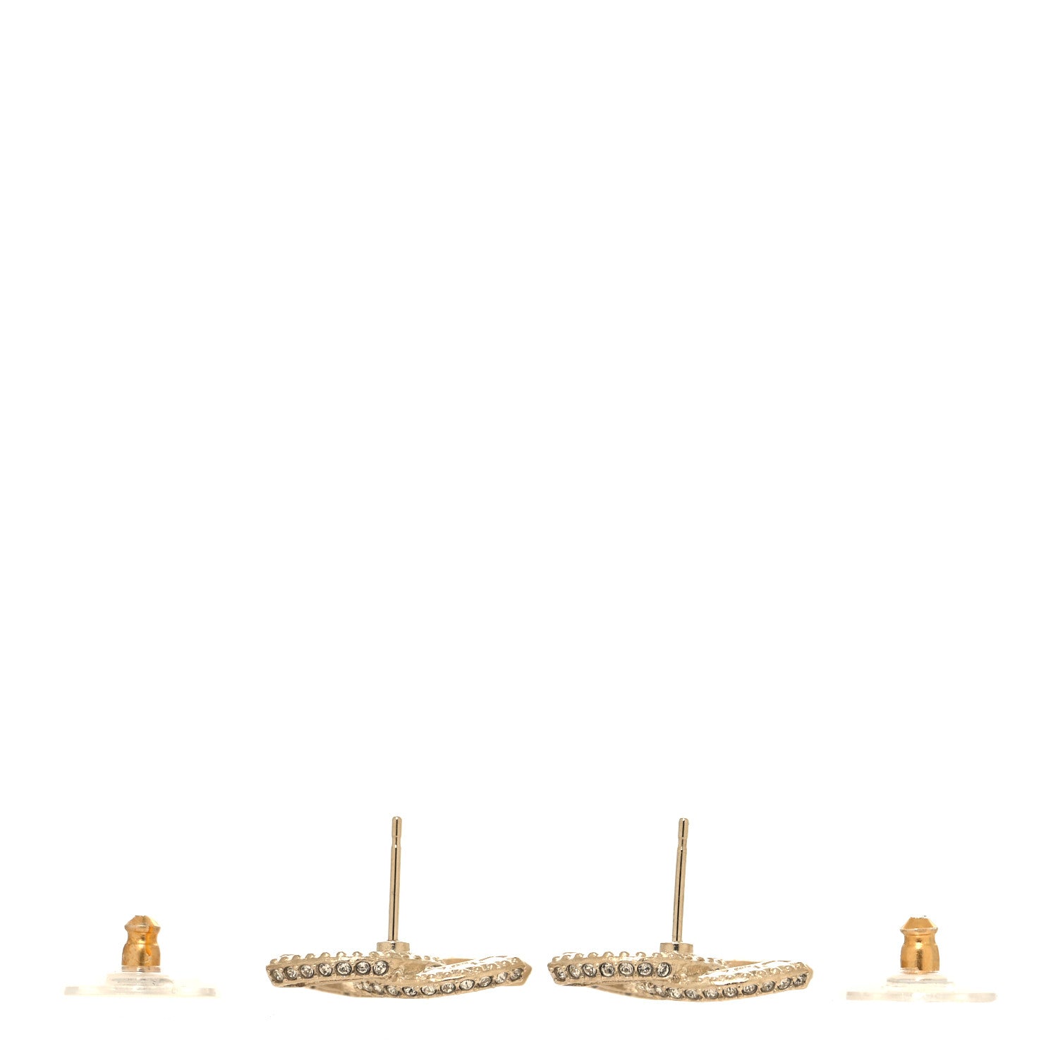 Chanel Crystal Timeless CC Earrings Light Gold 3 of 5