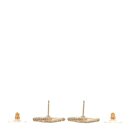 Chanel Crystal Timeless CC Earrings Light Gold 3 of 5