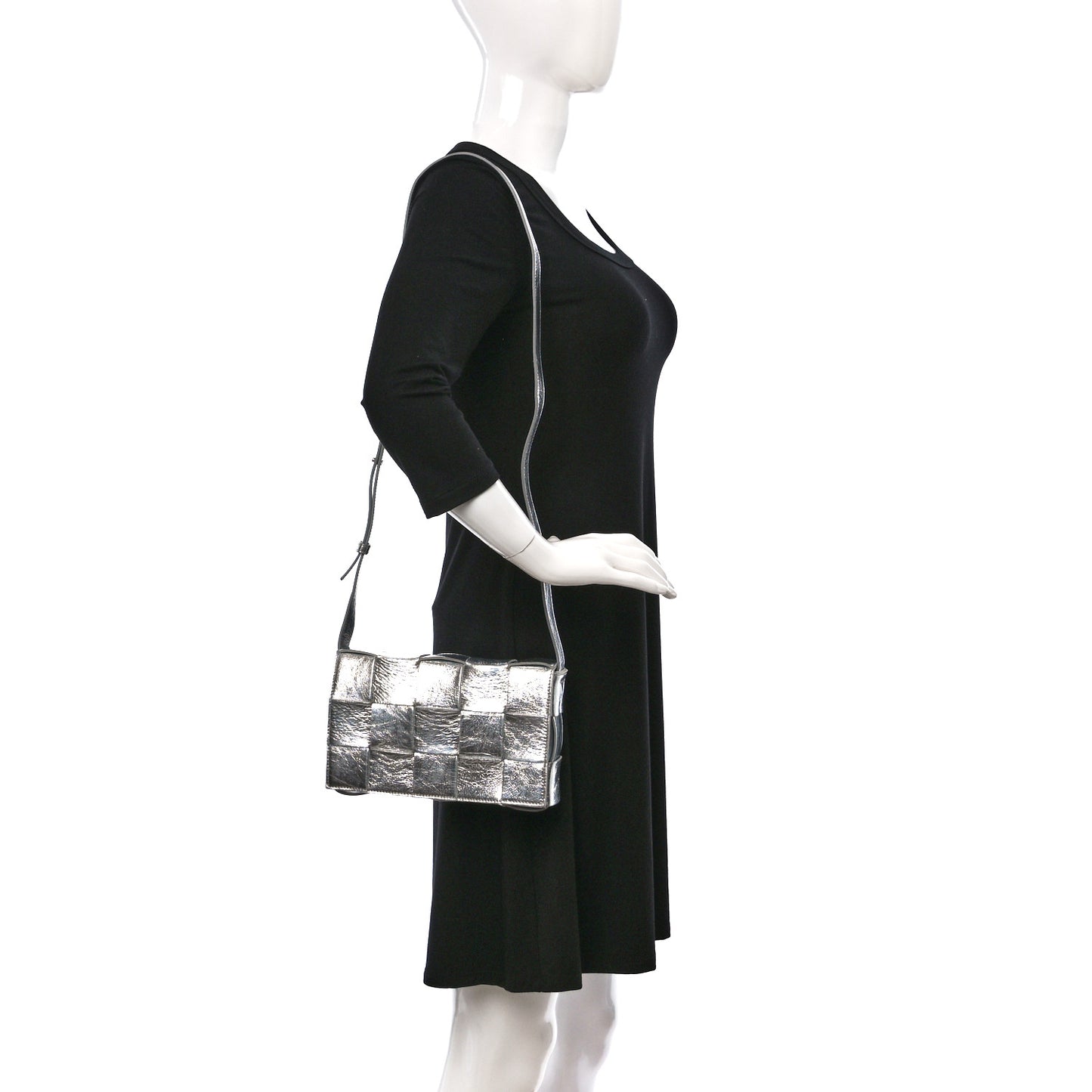 Metallic Lambskin Maxi Intrecciato Cassette Crossbody Bag Silver