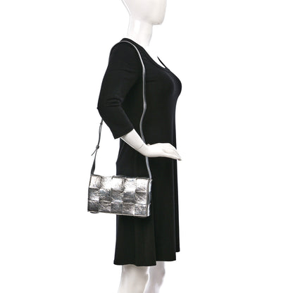 Bottega Veneta Metallic Lambskin Maxi Intrecciato Cassette Crossbody Bag Silver 2 of 9
