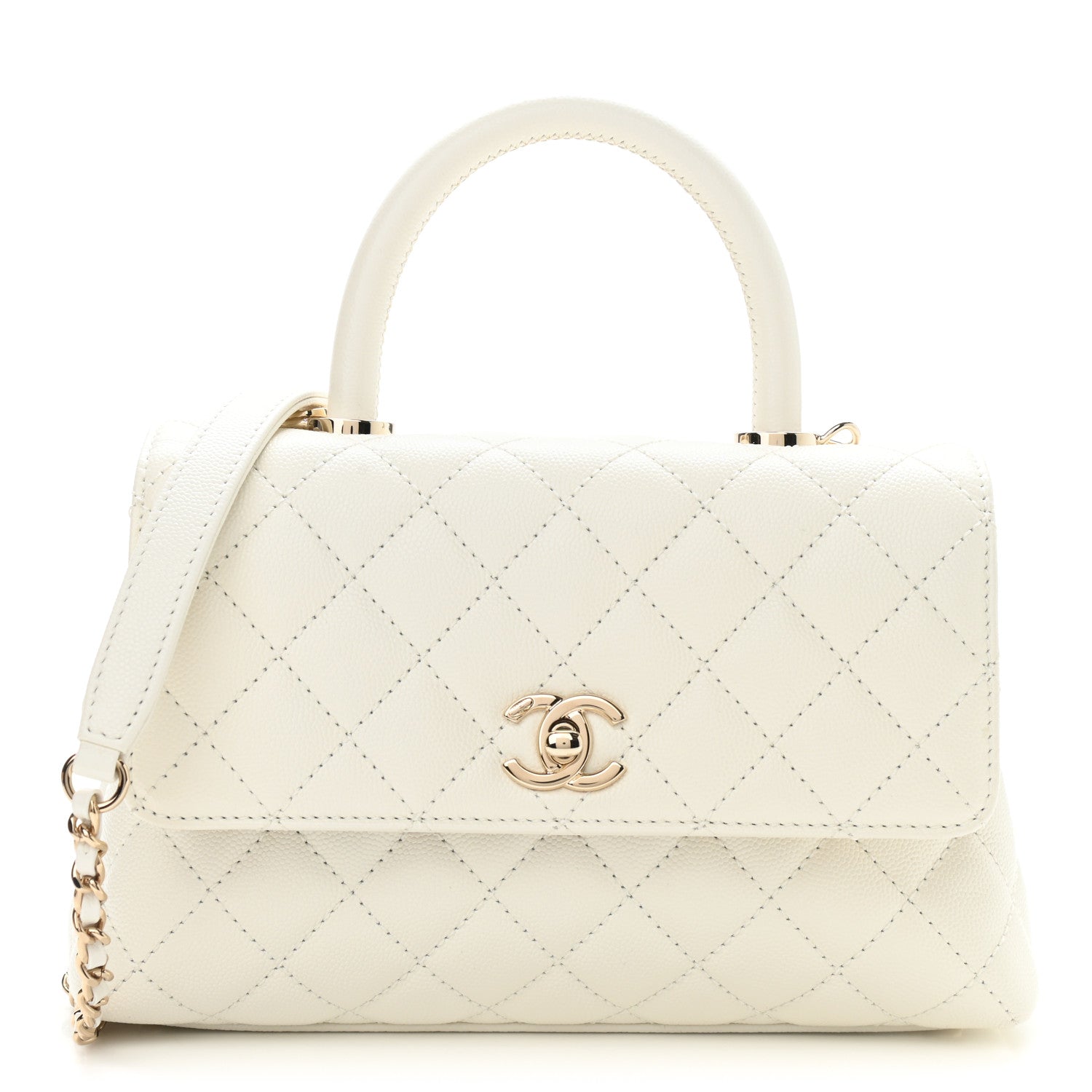 Chanel Caviar Quilted Mini Coco Handle Flap White 1 of 9