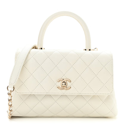 Chanel Caviar Quilted Mini Coco Handle Flap White 1 of 9