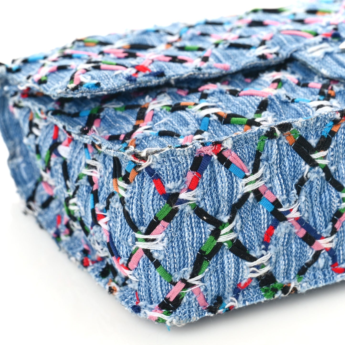 Woven Denim Medium Flap Multicolor