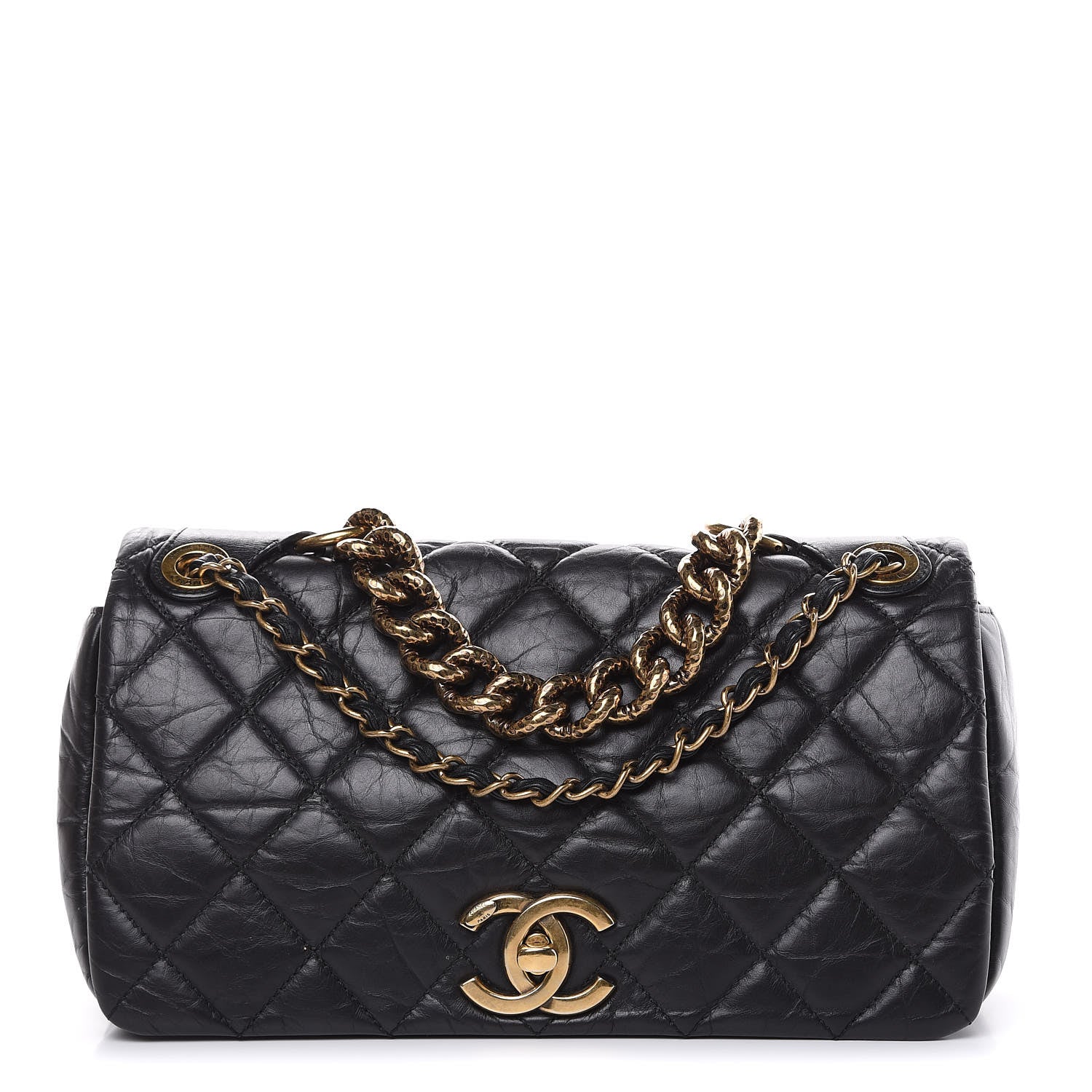 Chanel Aged Calfskin Quilted Small Pondichery Flap Black 1 of 10