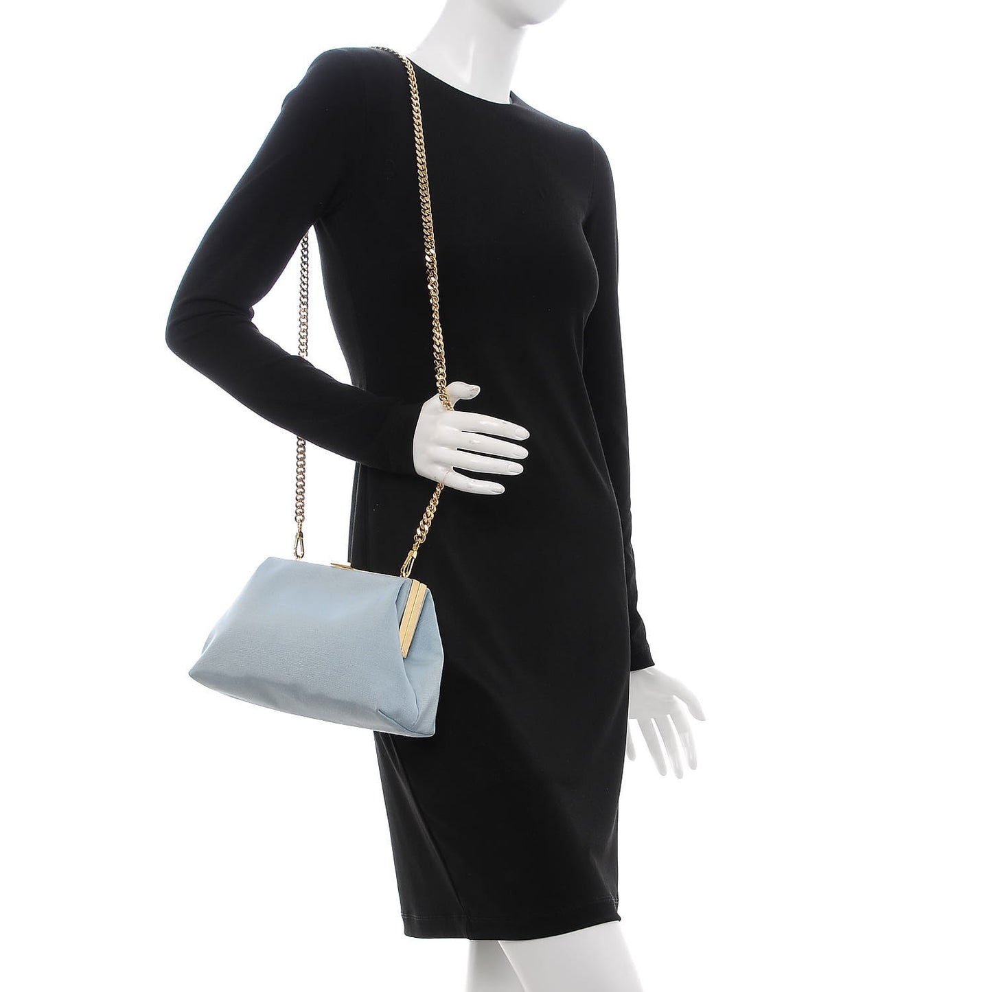 Grosgrain Mini Volume Chain Clutch Sky Blue