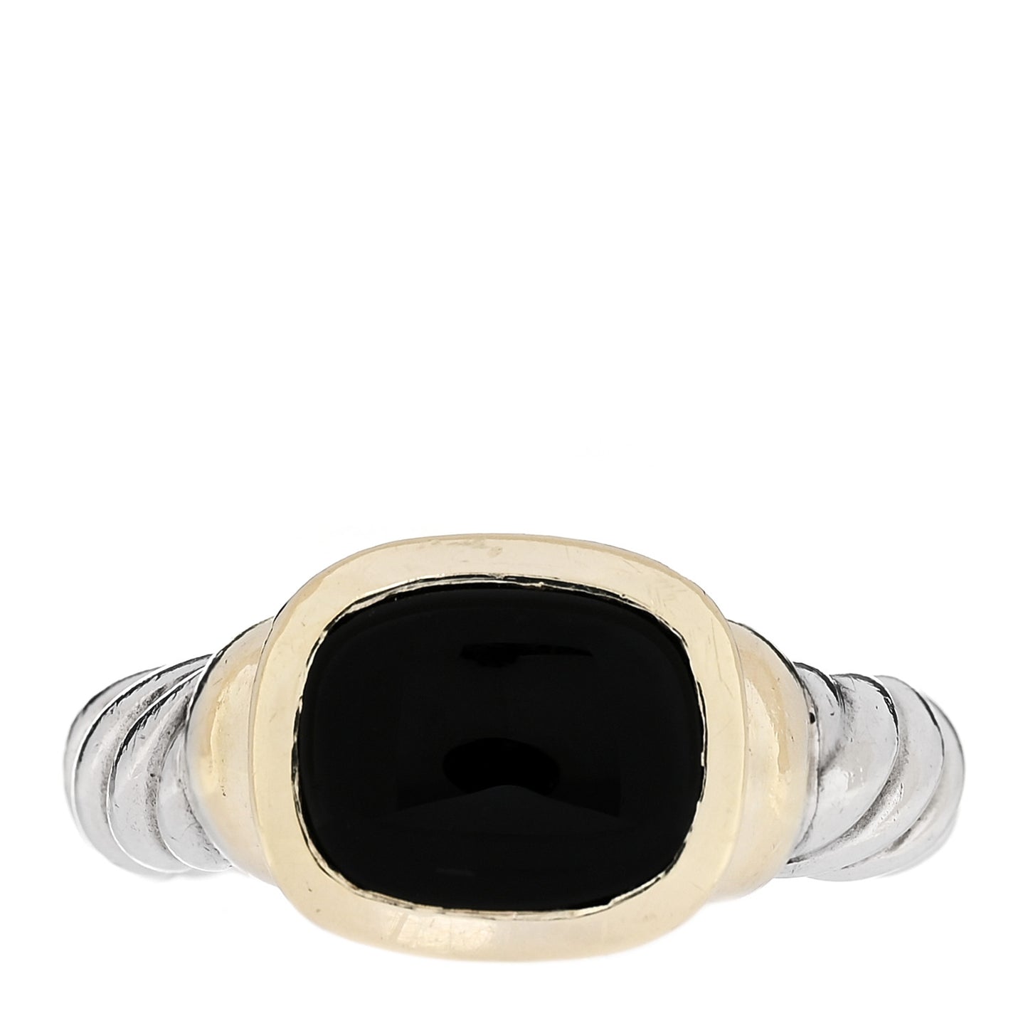 Sterling Silver 14K Yellow Gold Black Onyx 10mm Noblesse Ring 52 6
