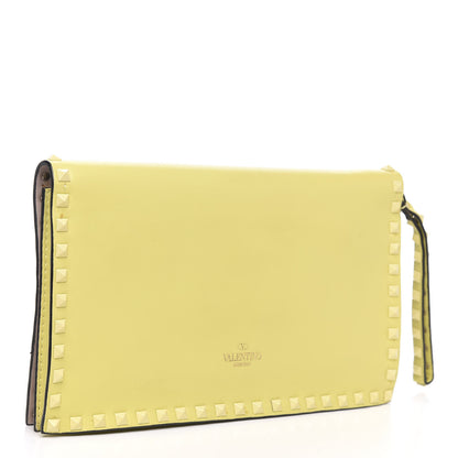 Valentino Garavani Nappa Monochrome Rockstud Wristlet Clutch Soft Yellow 3 of 14