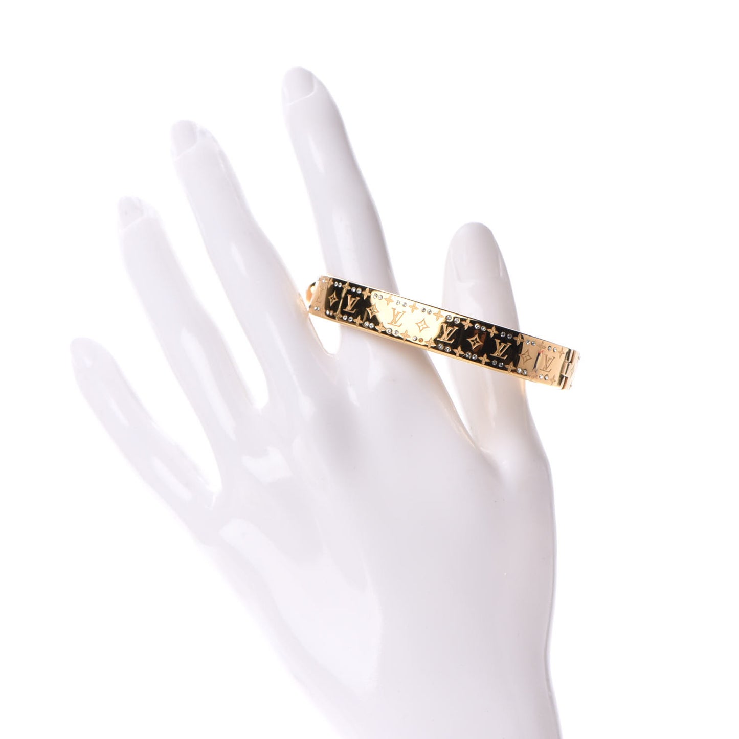 Brass Crystal Monogram Nanogram Strass Cuff S Gold