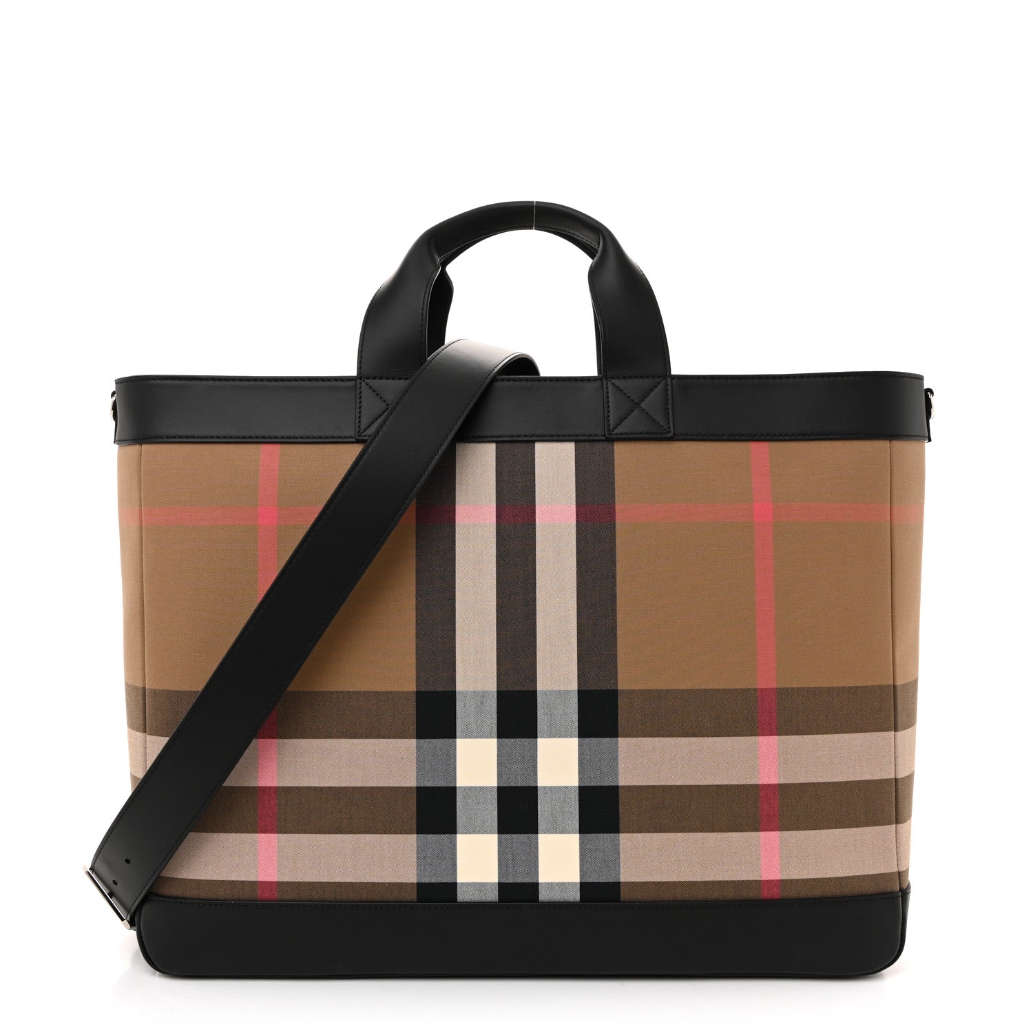 Burberry IP Check Nylon Calfskin Ormond Tote Bag Taupe Brown 1 of 10