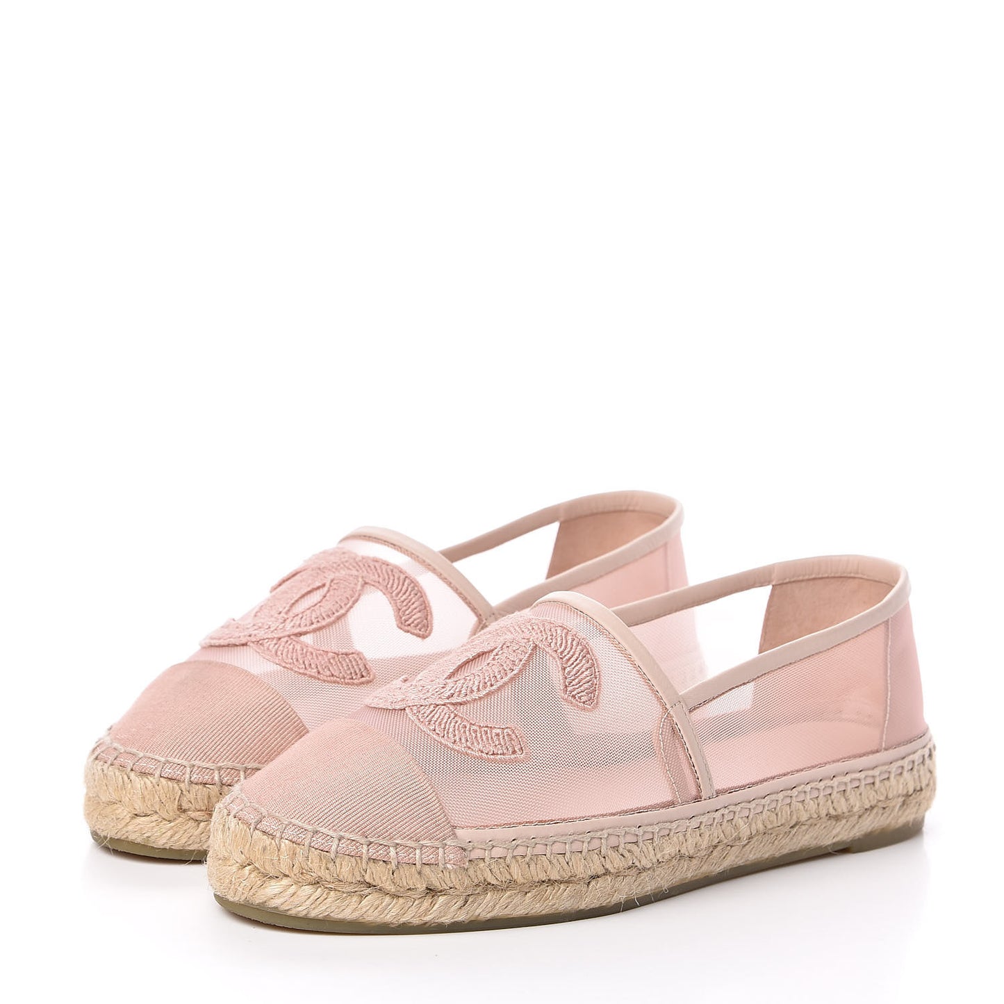 Mesh Grosgrain CC Espadrilles 36 Pink