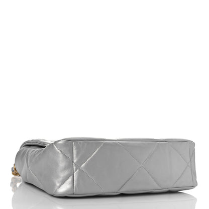 Chanel Metallic Goatskin Quilted Large Chanel 19 Flap Silver 4 of 10