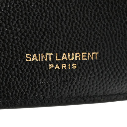 Saint Laurent Grain De Poudre Matelasse Chevron Monogram Compact Tri Fold Wallet Black 7 of 11