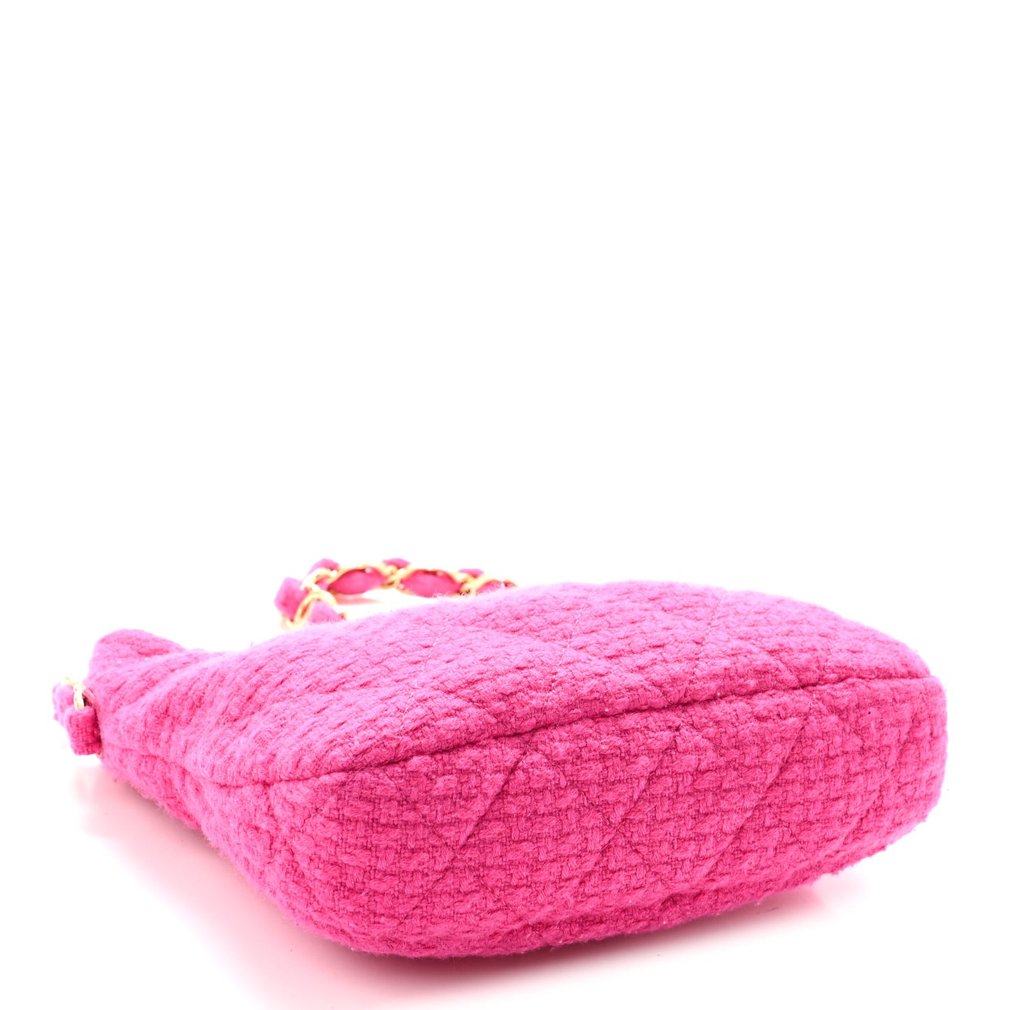 Cashmere Tweed Quilted CC Links Hobo Fuchsia