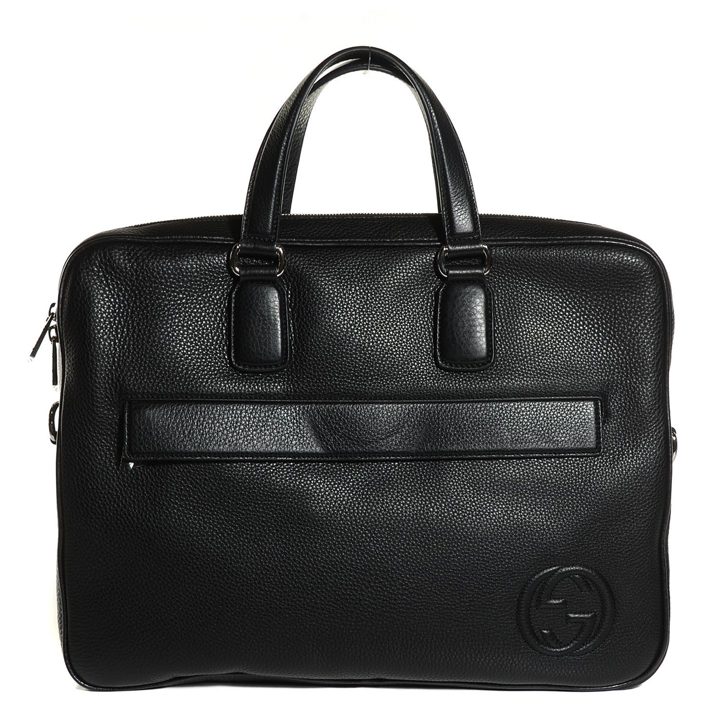 Pebbled Calfskin Large Soho Briefcase Black