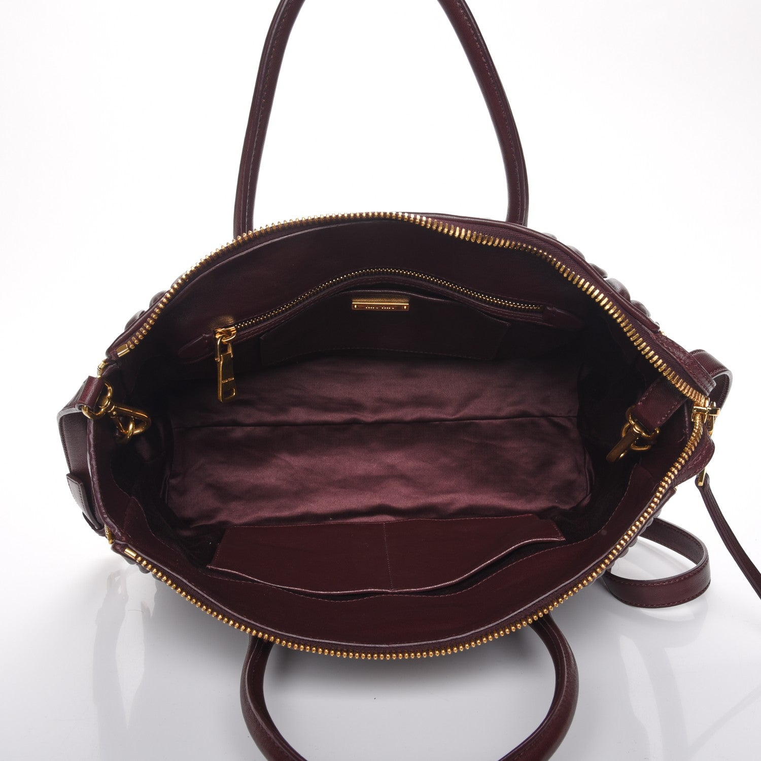 Miu Miu Nappa Matelasse Large Trapeze Zip Tote Granato 6 of 9