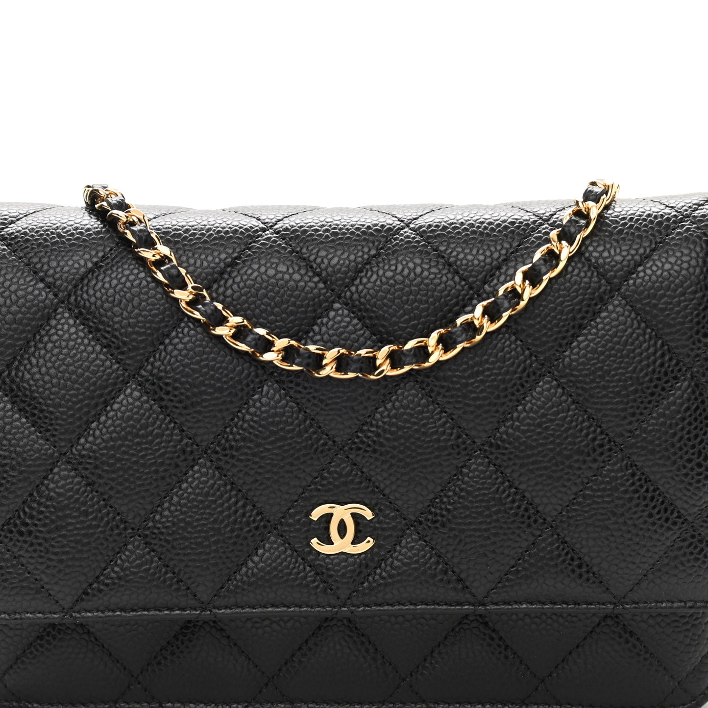 Caviar Quilted Wallet On Chain WOC Black