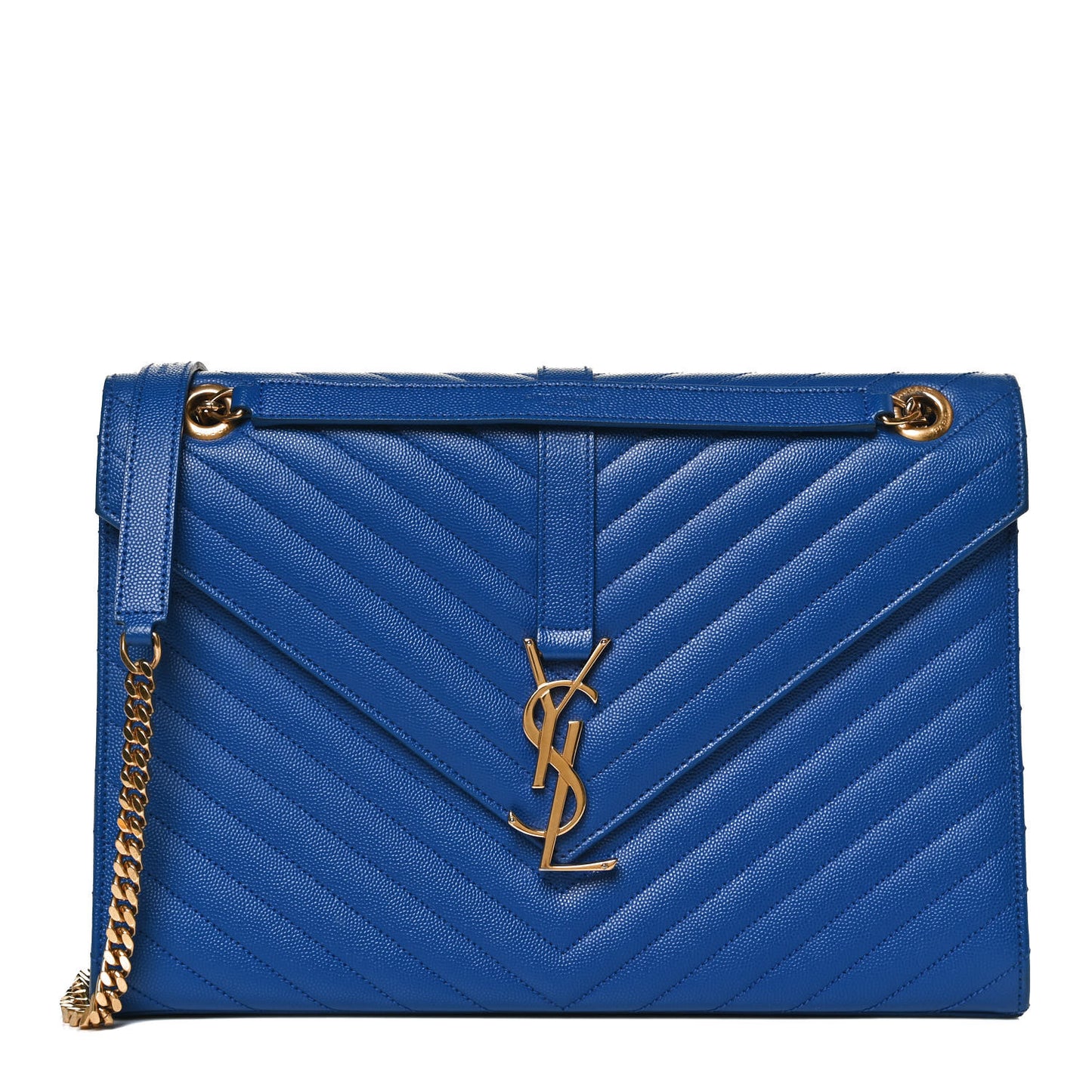 Grain De Poudre Matelasse Chevron Large Monogram Satchel Blue Majorelle