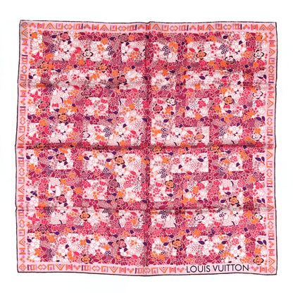 Louis Vuitton Silk Floral Print Square Scarf Pink 1 of 3