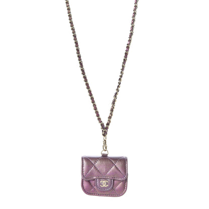 Chanel Iridescent Lambskin Quilted Airpods Pro Case Purple 1 of 10