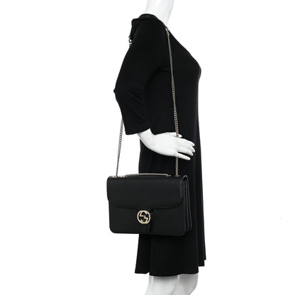 Gucci Dollar Calfskin Interlocking G Shoulder Bag Black 2 of 10