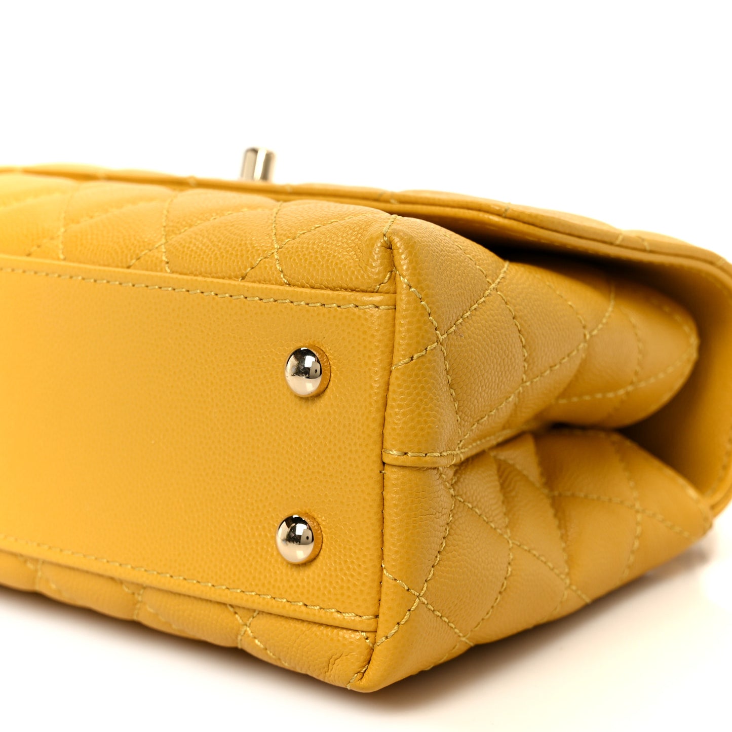 Caviar Quilted Mini Coco Handle Flap Yellow